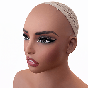 Female Mannequin Head with Shoulders for Wigs – Bronze
