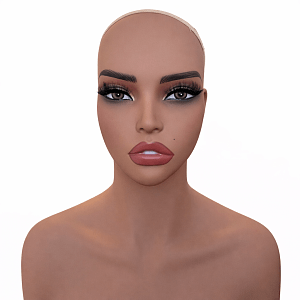 Female Mannequin Head with Shoulders for Wigs – Bronze