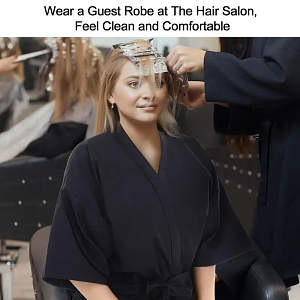 Black Waterproof Kimono Robe for Hairdressing Salon