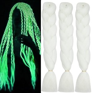 Hair Jumbo Braids Glow In The Dark White 100g 60cm