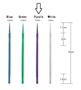 Eyelash Brushes Microbrushes Purple Ultra Fine 1.5mm 100pcs