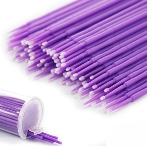 Eyelash Brushes Microbrushes Purple Ultra Fine 1.5mm 100pcs