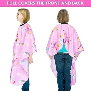 Children's Waterproof Haircut Cape Pink with Unicorn Design