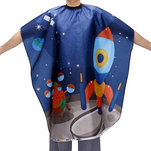 Children's Haircut Cape Waterproof Blue with Space Design