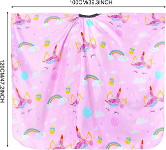 Children's Waterproof Haircut Cape Pink with Unicorn Design