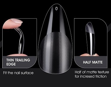 Soft Gel Nail Tips Almond Medium Clear 100pcs