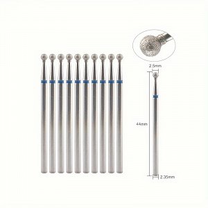 Diamond Nail Drill Bit Ball Medium 2.5mm (M) Set of 10pcs