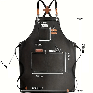 Barber Salon Apron Black with Pockets 60 x 70cm