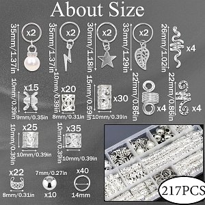 Hair Accessories for Dreadlocks and Braids Silver 217pcs