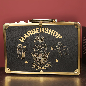 Professional Aluminum Barber Case for Hairdressing - Black-Gold
