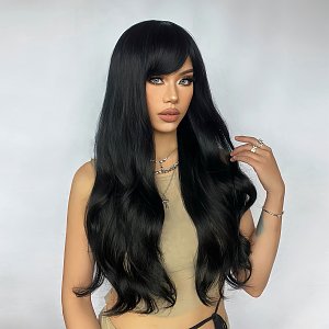 Synthetic Hair Wig Black Long with Fringe