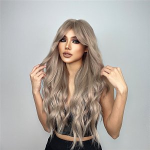 Synthetic Hair Wig Blonde Long Curly with Fringe