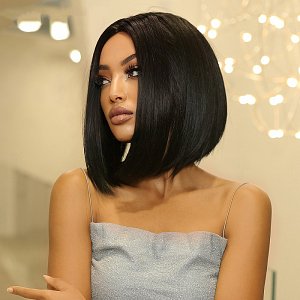 Synthetic Hair Wig Black Short Straight