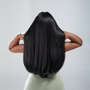 Synthetic Hair Wig Black Long with Fringe