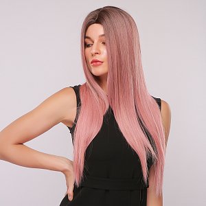 Synthetic Hair Wig Pink Long Straight