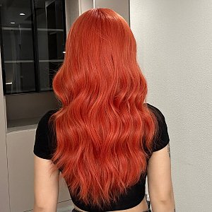 Synthetic Hair Wig Red Long with Fringe