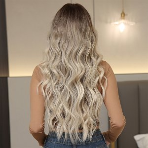 Synthetic Blonde Ombre Long Wavy Wig