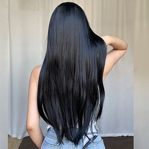 Synthetic Hair Wig Black Long Frame