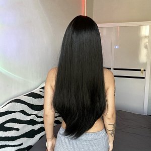 Synthetic Hair Wig Black Long Frame