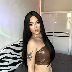 Synthetic Hair Wig Black Long Frame