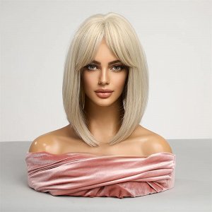 Synthetic Blonde Bob Wig with Bangs