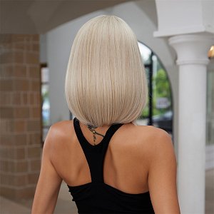 Synthetic Blonde Bob Wig with Bangs