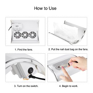 Nail Dust Absorber with 3 Fans White