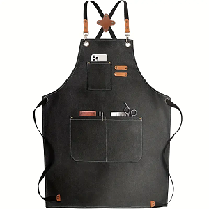 Barber Salon Apron Black with Pockets 60 x 70cm