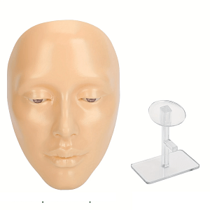 5D Silicone Face for Eyelash and Makeup Practice with Support Base