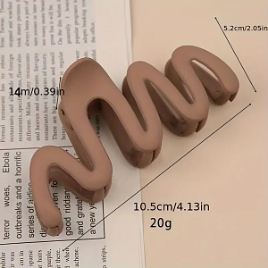 Large Wavy Hair Claw Clip Beige