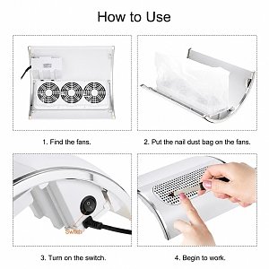 Nail Dust Absorber with 3 Fans White