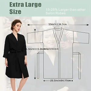 Black Waterproof Kimono Robe for Hairdressing Salon