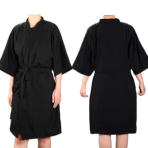 Black Waterproof Kimono Robe for Hairdressing Salon