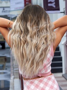 Synthetic Hair Wig Blonde Platinum Ombre Long