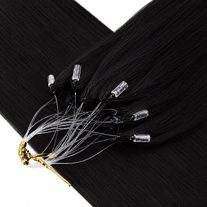 Feather Haarverlangerungen Echthaar #1 Schwarz 50cm 10Stk