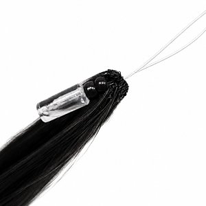 Feather Haarverlangerungen Echthaar #1 Schwarz 50cm 10Stk
