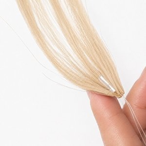 Feather Haarverlangerungen Echthaar #1001 Hellblond 50cm 10Stk