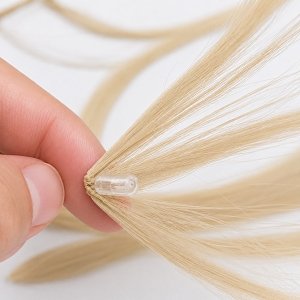Feather Haarverlangerungen Echthaar #1001 Hellblond 50cm 10Stk