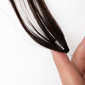 Feather Haarverlangerungen Echthaar #1B Dunkelbraun 50cm 10Stk