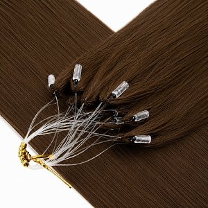 Feather Haarverlangerungen Echthaar #2 Braun 50cm 10Stk