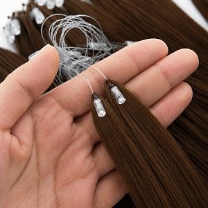 Feather Haarverlangerungen Echthaar #2 Braun 50cm 10Stk