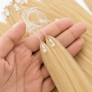 Feather Haarverlangerungen Echthaar #24 Blond 50cm 10Stk