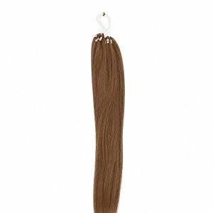 Feather Haarverlangerungen Echthaar #4 Hellbraun 50cm 10Stk