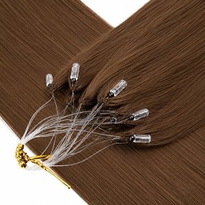 Feather Haarverlangerungen Echthaar #4 Hellbraun 50cm 10Stk