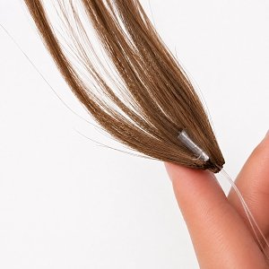 Feather Haarverlangerungen Echthaar #4 Hellbraun 50cm 10Stk