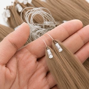 Feather Haarverlangerungen Echthaar #5A Aschblond 50cm 10Stk