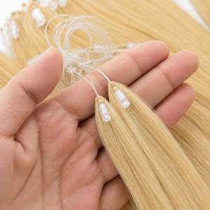 Feather Haarverlangerungen Echthaar #60 Blond 50cm 10Stk
