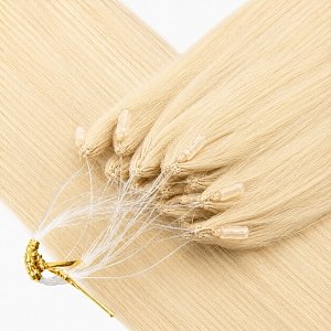 Feather Haarverlangerungen Echthaar #60A Hellblond 50cm 10Stk