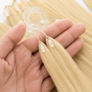 Feather Haarverlangerungen Echthaar #60A Hellblond 50cm 10Stk