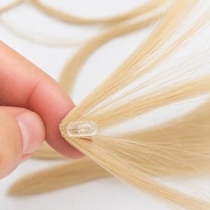Feather Haarverlangerungen Echthaar #60A Hellblond 50cm 10Stk